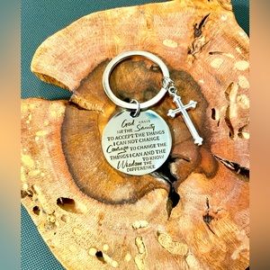 New! Inspirational Serenity Prayer Key Chain Great Gift! Engrave-able back  NWT